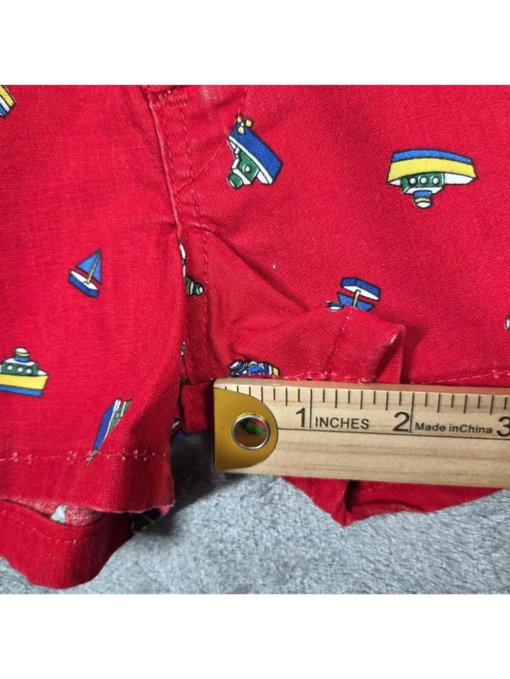 Vintage OshKosh BGosh Overalls 4T Red Boat Shorts USA Union Made Nautical Beach